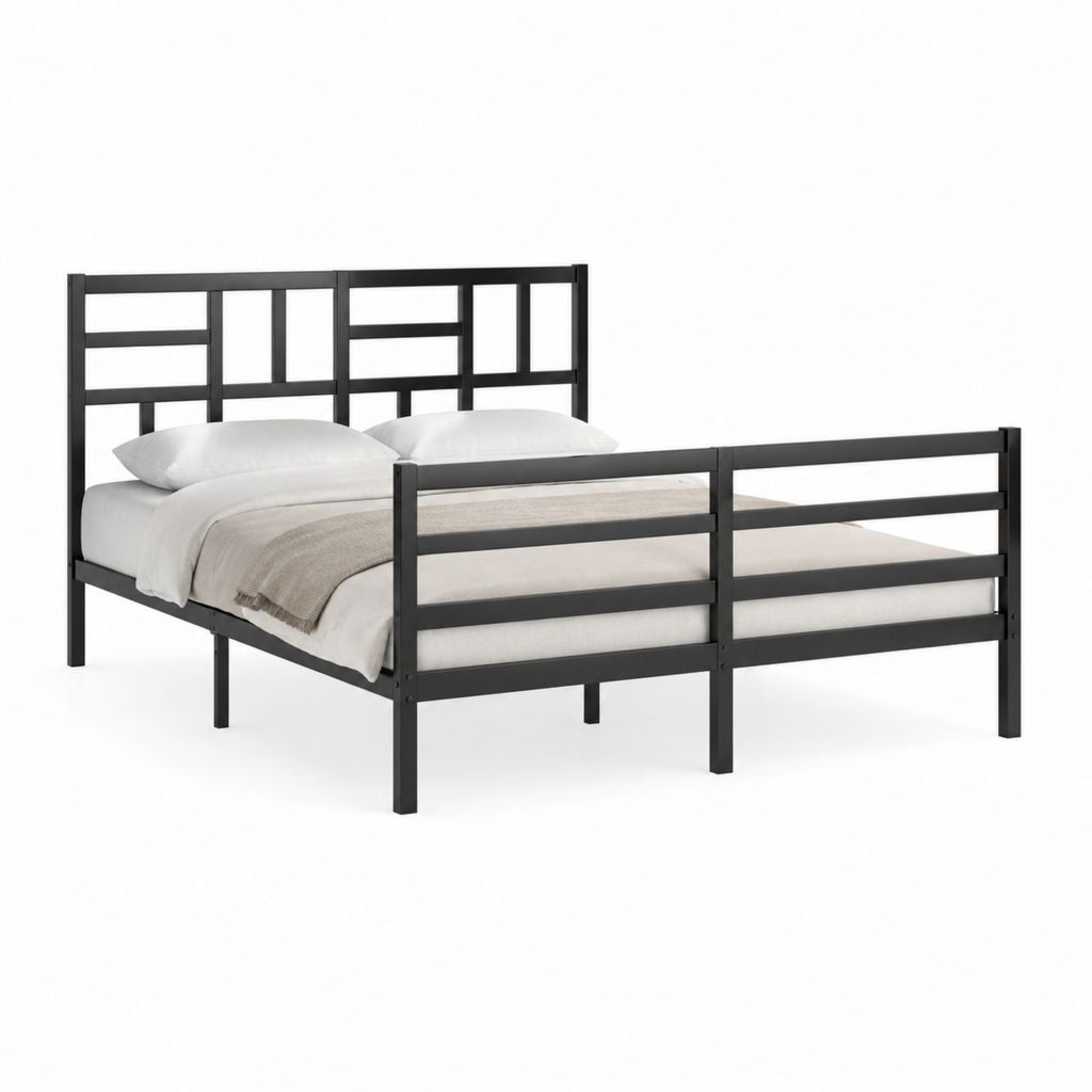 Metallbett Doppelbett Schwarz pulverbeschichteter Stahl rechteckig 160 x 200 cm