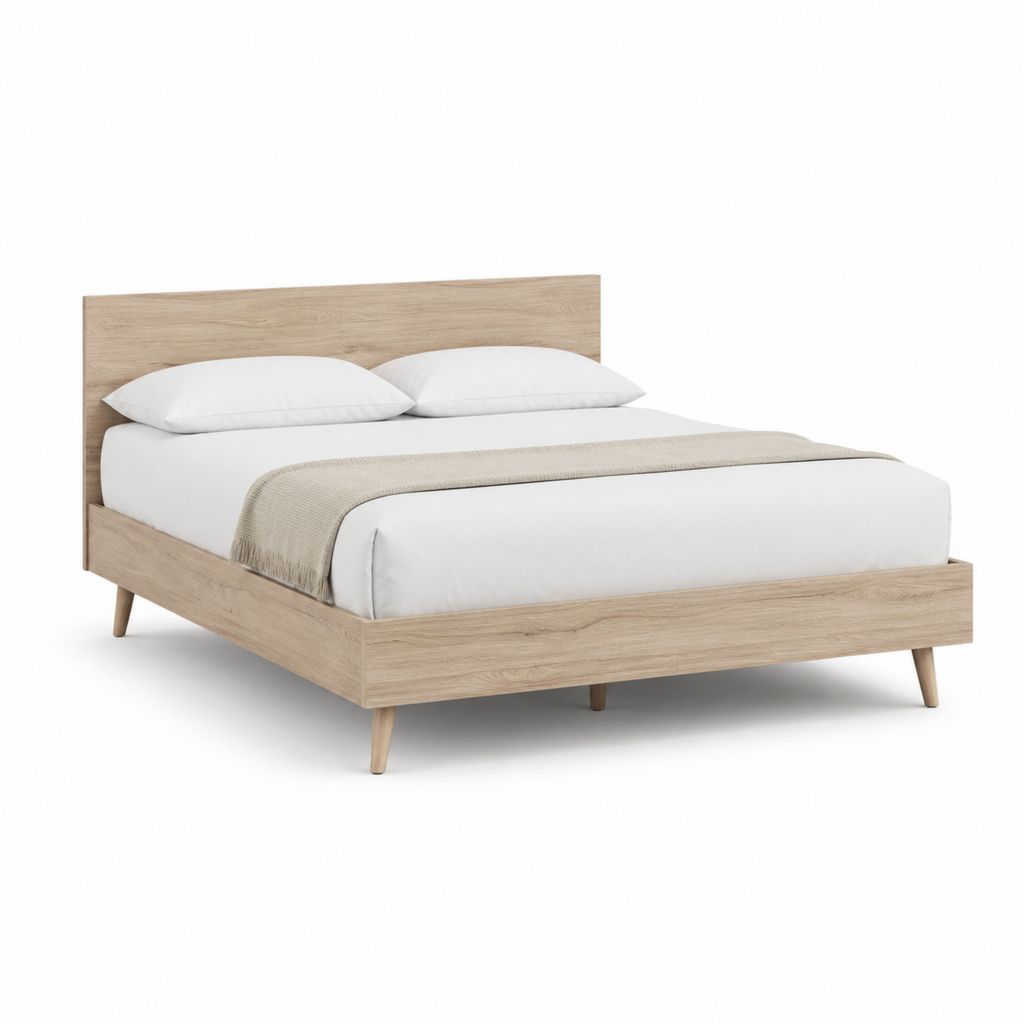 Doppelbett Bettgestell Eiche hell Spanplatte rechteckig 160 x 200 cm