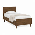Einzelbett Bettgestell walnussbraun Massivholz rechteckig für Matratze 90 x 200 cm 100 x 211 x 105 cm