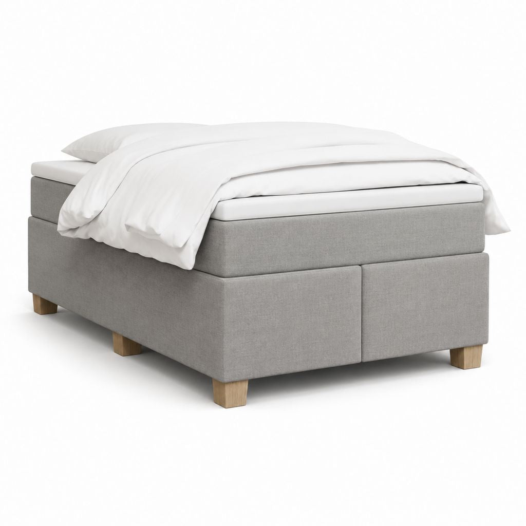 Boxspringbett Hellgrau mit Polyesterbezug und Massivholzfüßen 180 x 200 cm