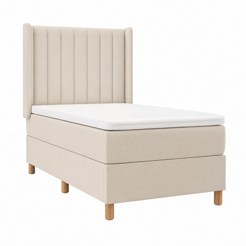 Polsterbett mit Matratze Beige Polyester Samt Rechteckig 90 x 200 cm