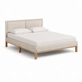 Polsterbett Doppelbett Beige mit Massivholzrahmen und gepolstertem Kopfteil 160 x 200 cm