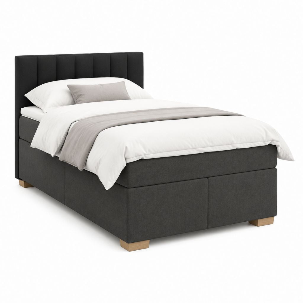 Polsterbett Dunkelgrau Polyester rechteckig mit gepolstertem Kopfteil 140 x 200 cm