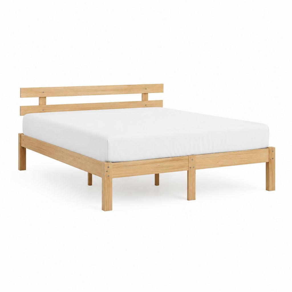 Doppelbett Bettgestell Natur aus massivem Kiefernholz rechteckig 140 x 200 cm