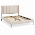 Polsterbett Doppelbett Beige mit Polyesterbezug und Lattenrost 160 x 200 cm