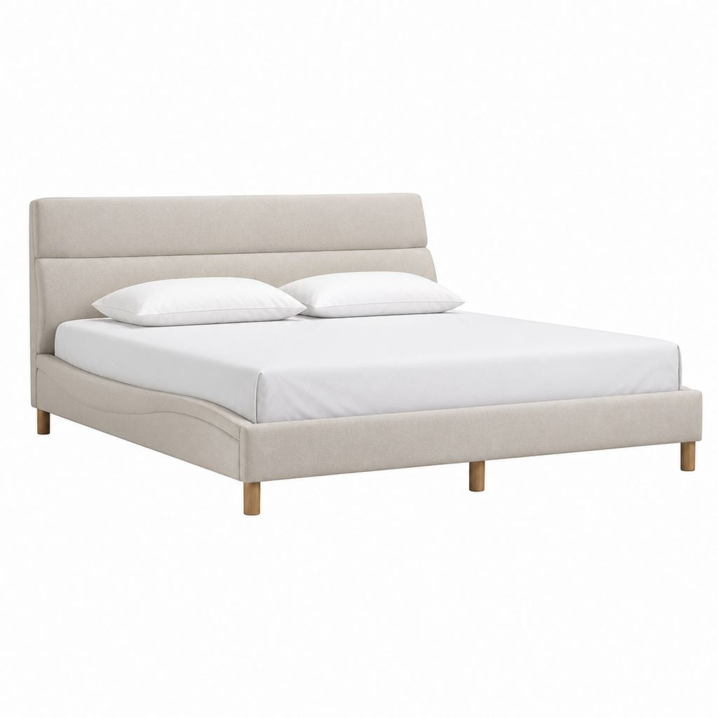Polsterbett Bettgestell Beige Polyester Rechteckig für Matratze 160 x 200 cm 171 x 216 x 108 cm
