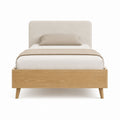 Polsterbett Bettgestell Naturbeige mit Eichenfurnier 140 x 200 cm