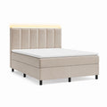 Boxspringbett Beige mit LED Kopfteil Samtbezug 180 x 200 cm