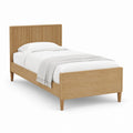 Einzelbett Bettgestell Natur Eiche Massivholz rechteckig 90 x 200 cm