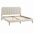Polsterbett Doppelbett Beige mit Polyesterbezug und Lattenrost 160 x 200 cm