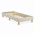 Einzelbett Bettgestell Beige mit Polyesterbezug und Lattenrost aus Kiefernholz 90 x 200 cm