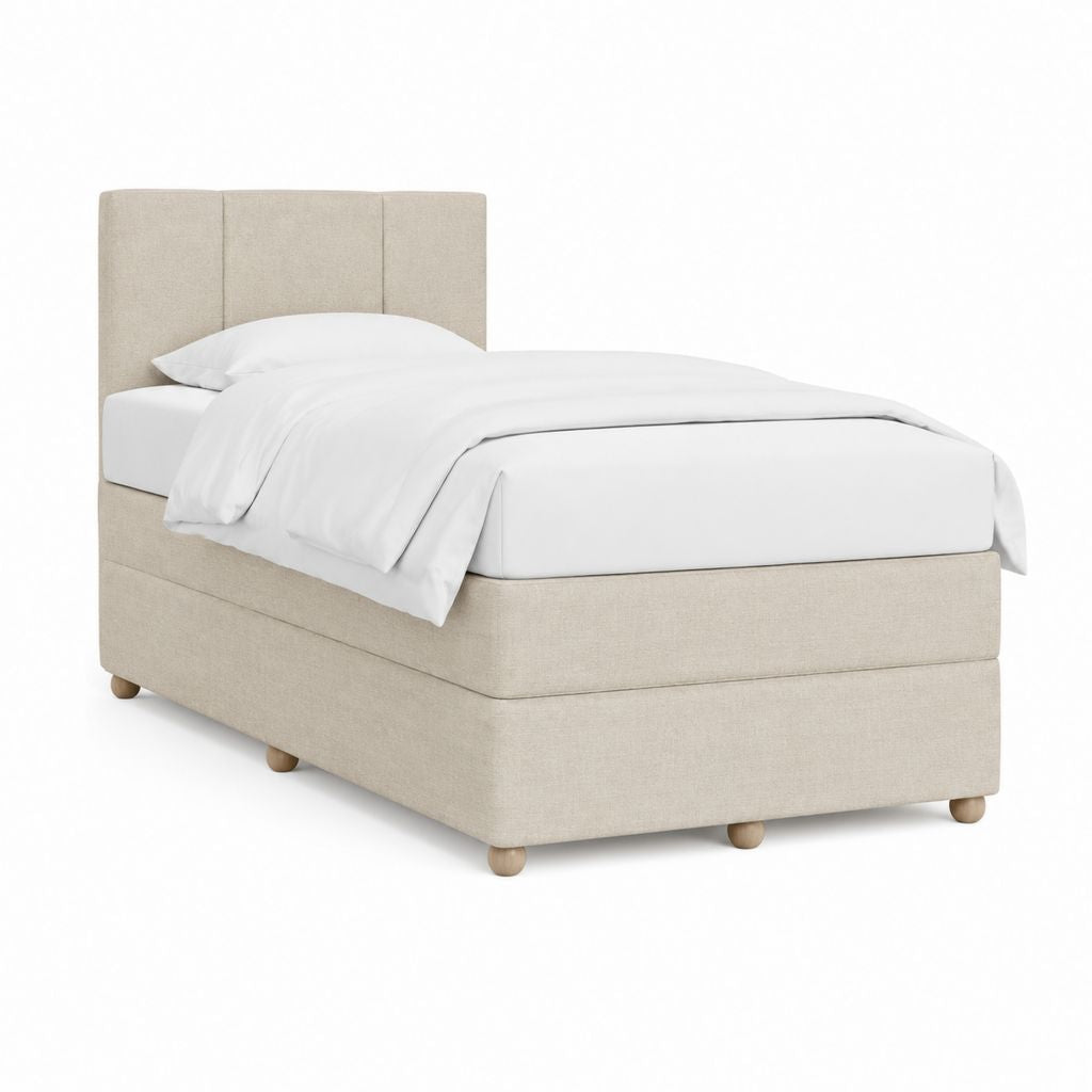 Polsterbett mit Kopfteil Beige Polyester Rechteckig 90 x 200 cm