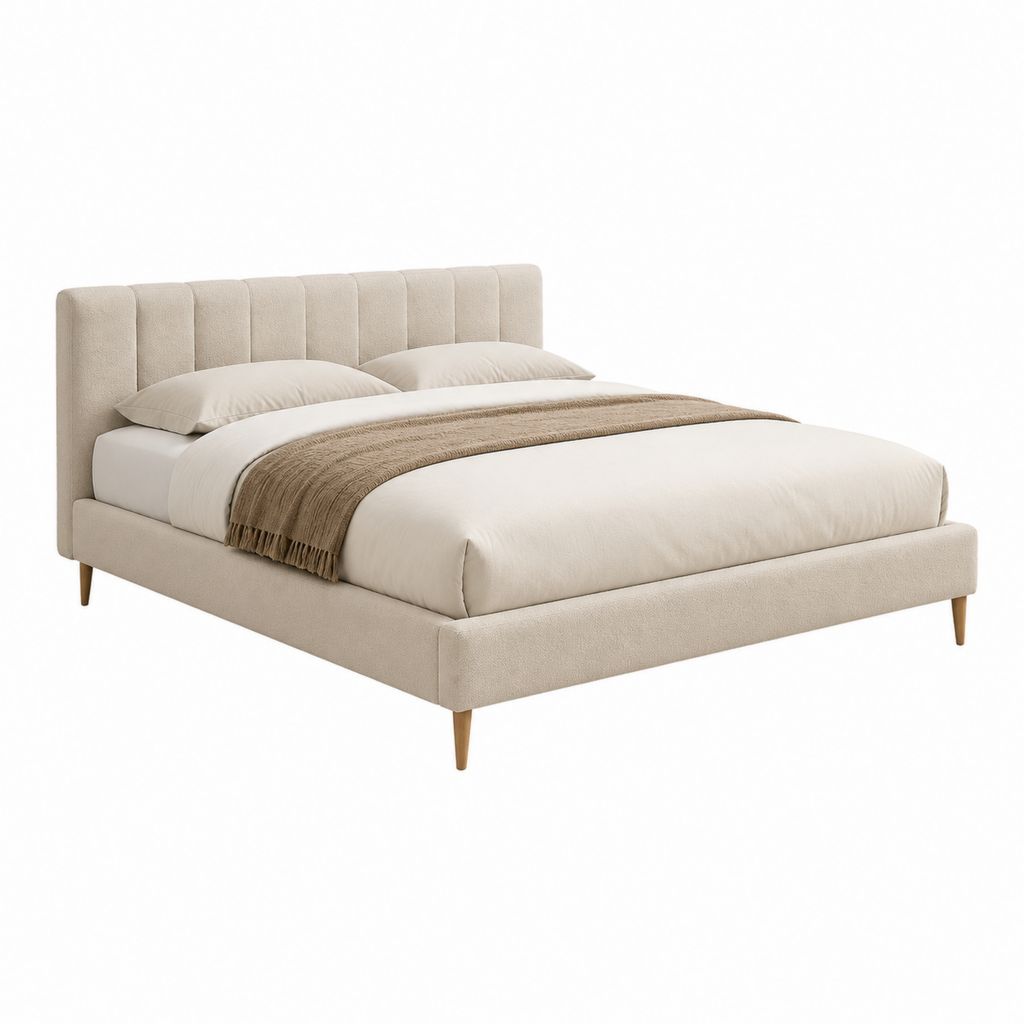 Polsterbett Doppelbett Beige Polyester Rechteckig 160 x 200 cm 178 x 218 x 110 cm